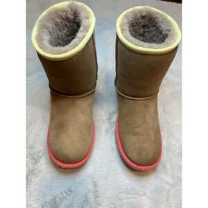 UGG Classic Short Boots Womens 6 Chestnut Pink Yellow Orange 1017703 Good